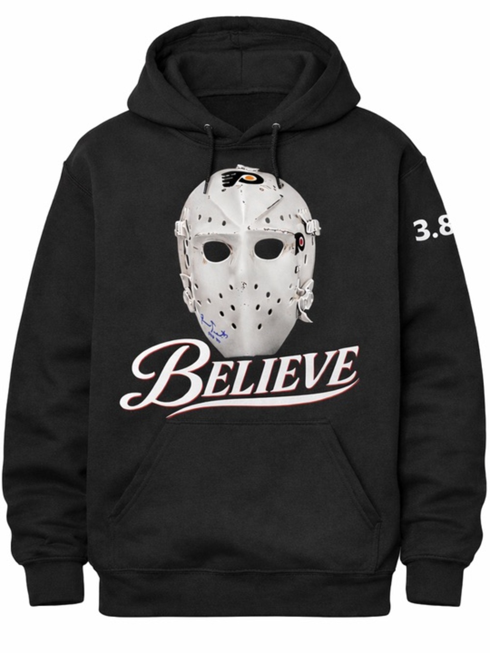 FLYERS Bernie Believe Black Hoodie with White Hockey Mask Graphic S-5xl